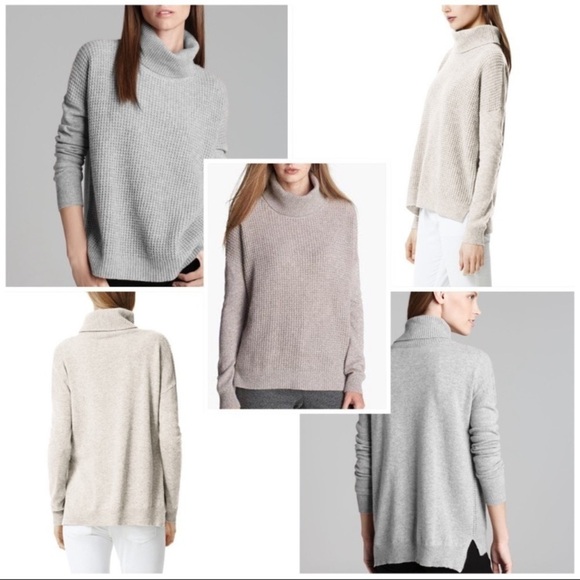 Theory Aldanta Cashmere Turtleneck waffle knit beige size small soft Sweater - Picture 2 of 12